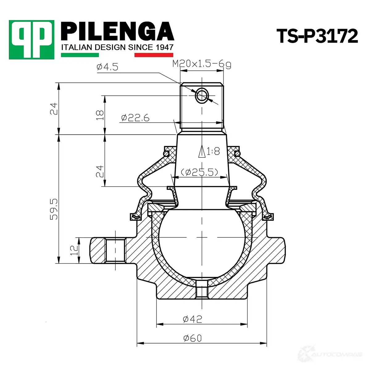 Опора шаровая рычага подвески нижнего PILENGA 1440665004 RA GCS91 TSP3172