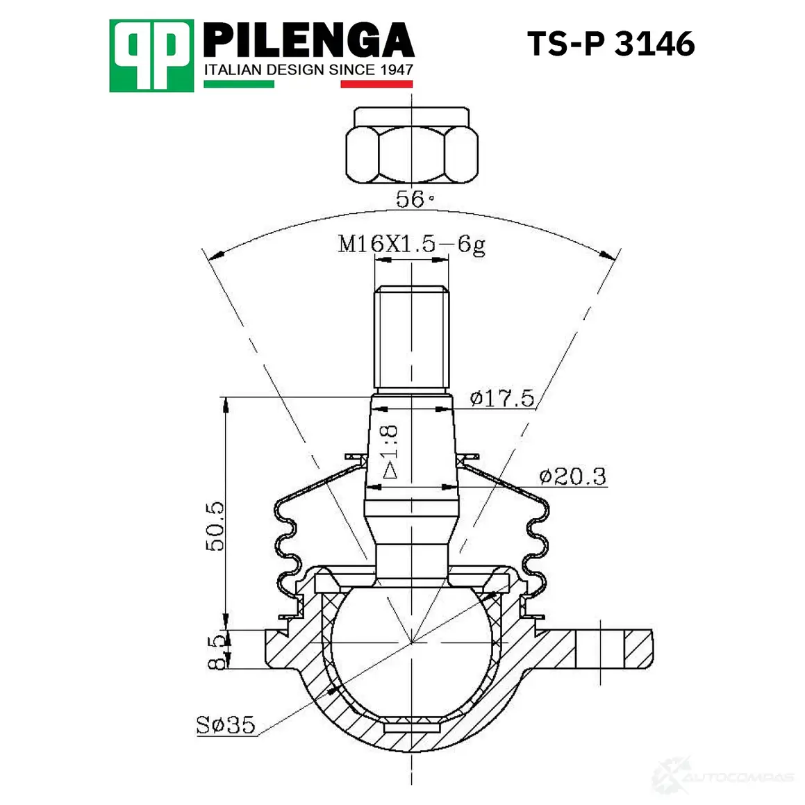 Опора шаровая рычага подвески верхнего PILENGA AAPIXR 3 TSP3146 1440665010 изображение 0