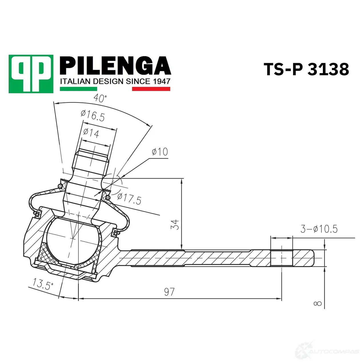 Опора шаровая рычага подвески PILENGA 1440665016 TSP3138 8 0H87 изображение 0