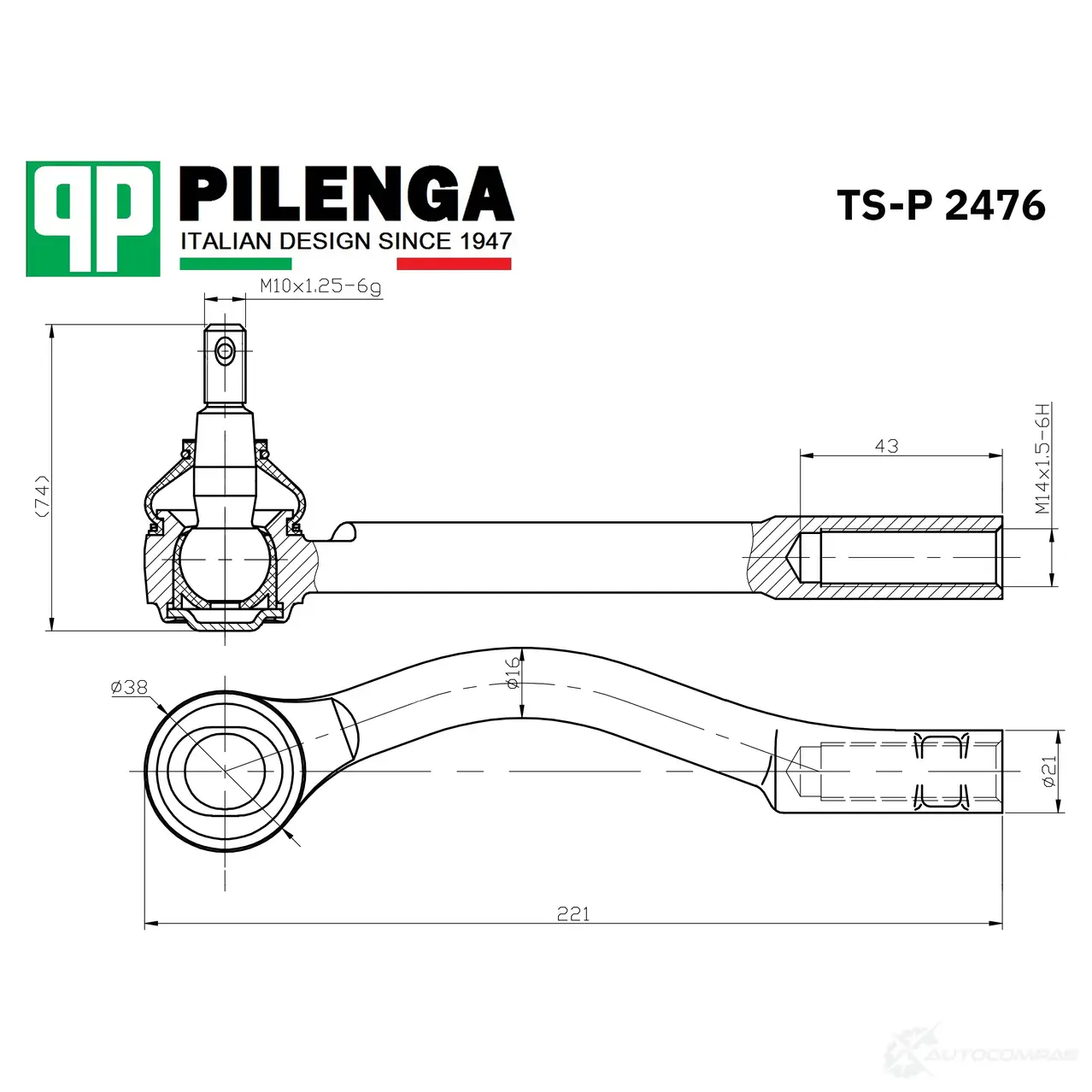 Наконечник тяги рулевой, левый PILENGA 1440665035 GAIOL FZ TSP2476