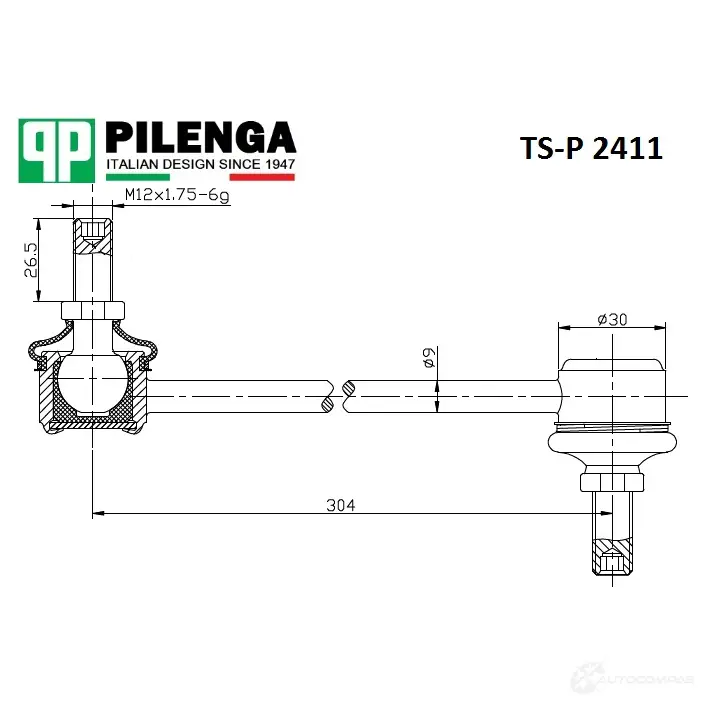 Стойка стабилизатора переднего PILENGA TSP2422 1440665056 KQ PZR2 изображение 0