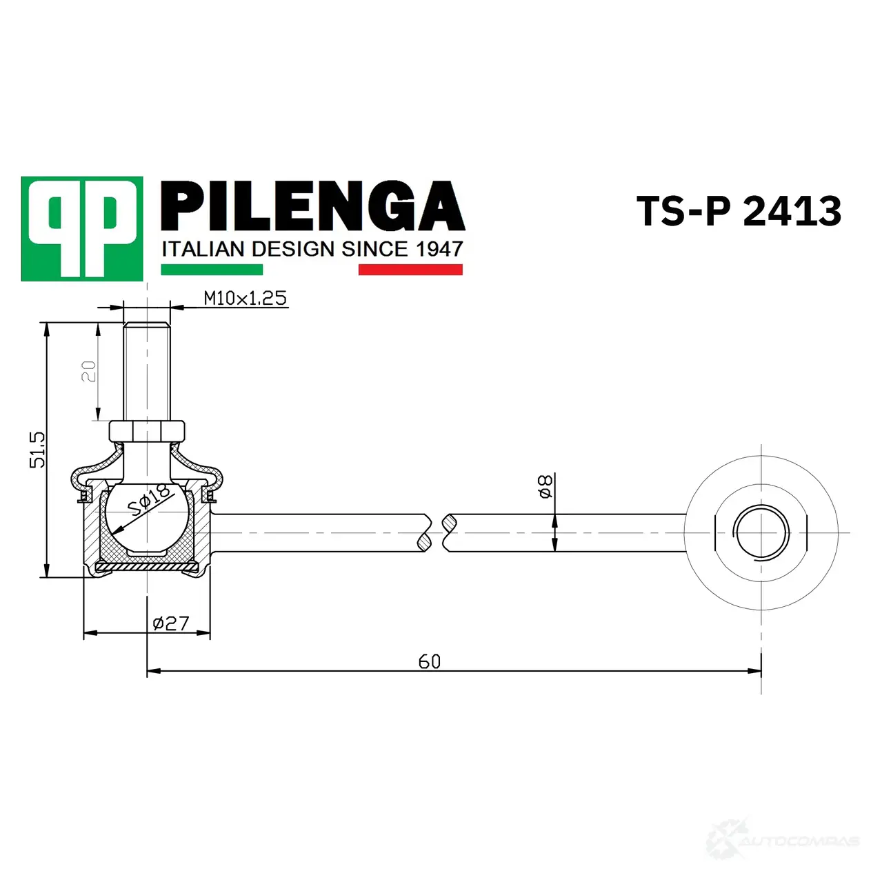 Стойка стабилизатора переднего, левая PILENGA 6GD EF 1440665063 TSP2413