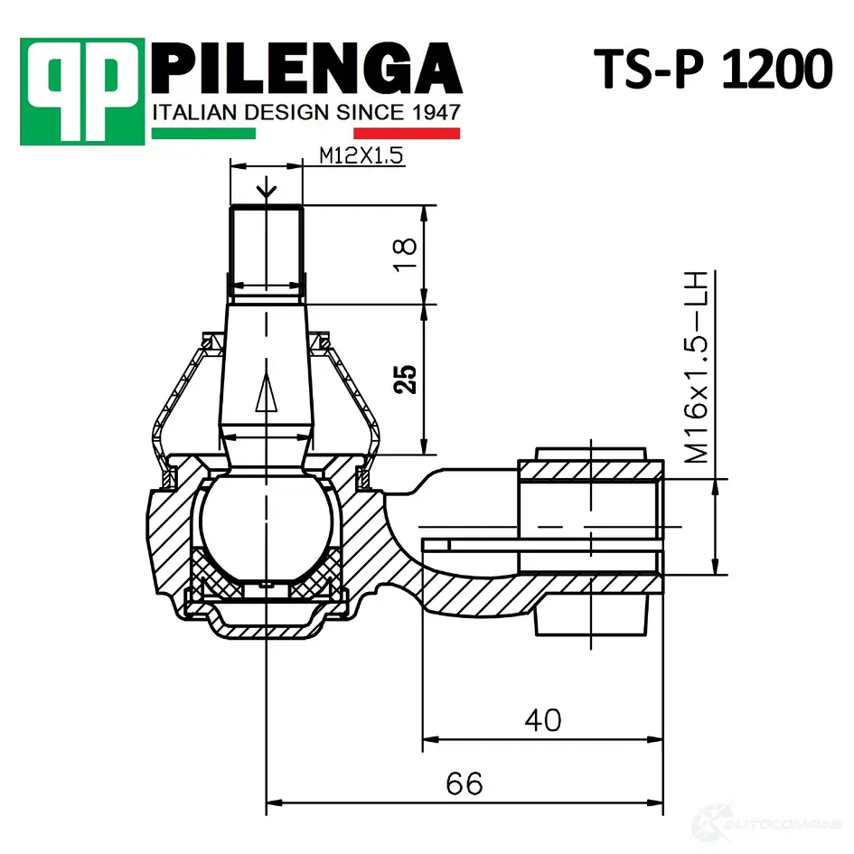 Наконечник тяги рулевой, правый PILENGA 1440665099 4MS EFH TSP1200
