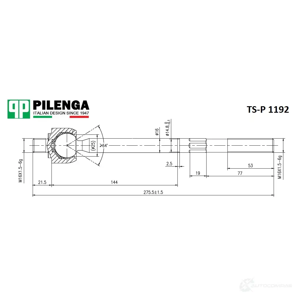 Тяга рулевая PILENGA HCI1JS J 1440665108 TSP1192
