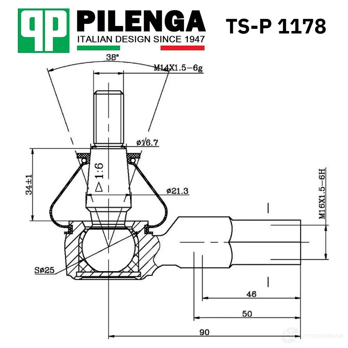 Наконечник тяги рулевой PILENGA TSP1178 F 25RXAB 1440665133 изображение 0