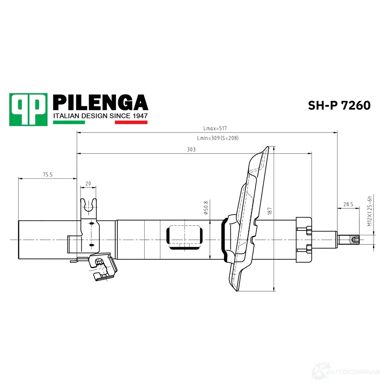 Амортизатор передний правый газовый PILENGA GU3C5 RV 1440665225 SHP7260 изображение 0
