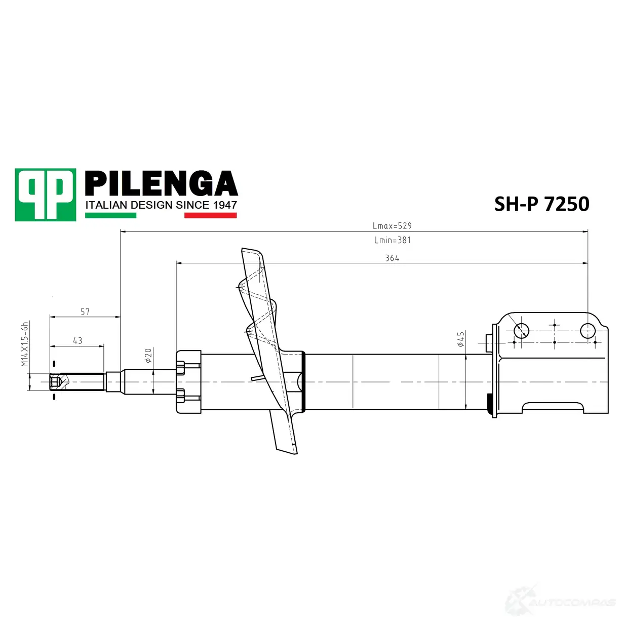 Амортизатор передний левый, правый газовый PILENGA 1440665233 SHP7250 BA6C 3