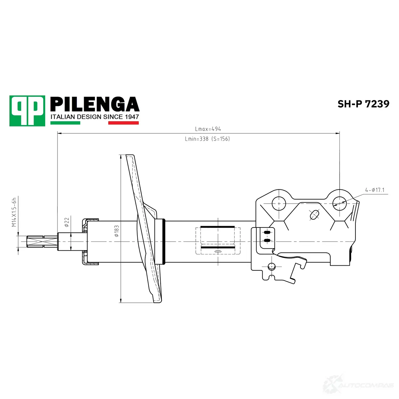 Амортизатор передний правый, газовый PILENGA 1440665265 NG SPXY0 SHP7239 изображение 0