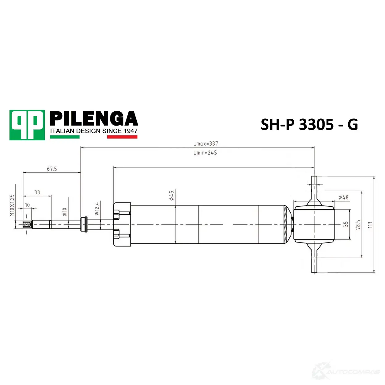Амортизатор передний газовый PILENGA 3 K9M6U 1440665484 SHP3305G изображение 0