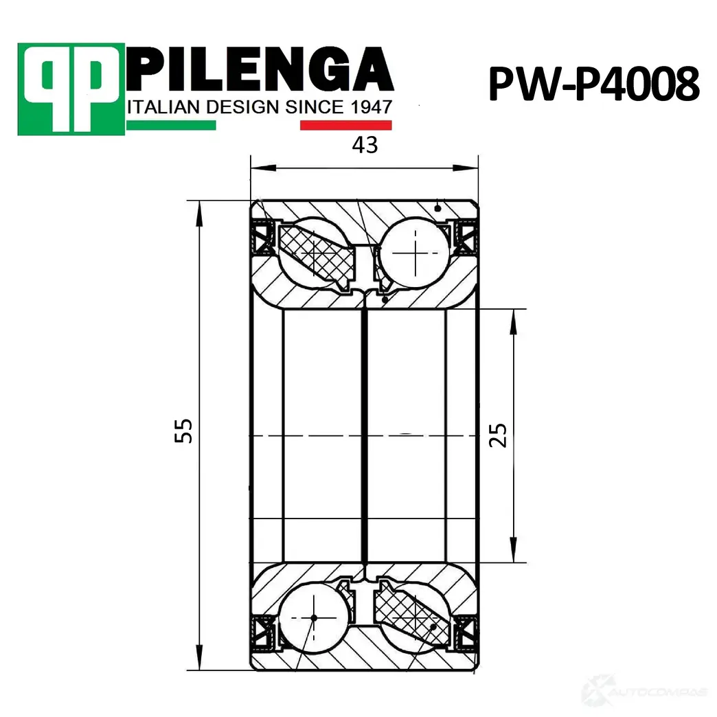 Подшипник задней ступицы (барабан./диск. тормоз) PILENGA 1440665658 PWP4008 HJ OC9H