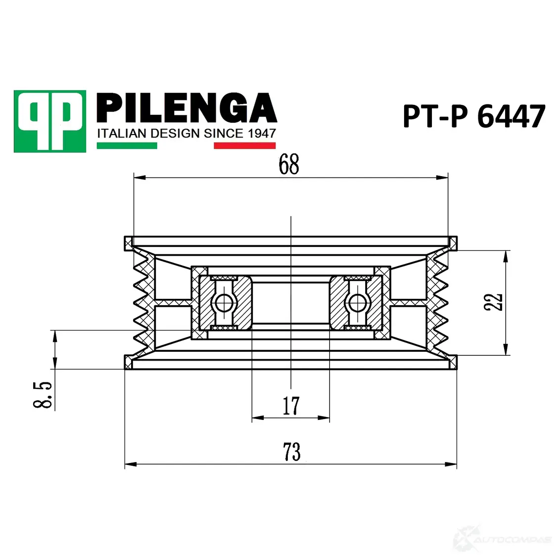 Ролик натяжителя ремня PILENGA 1440665803 PTP6447 6B 3U46A
