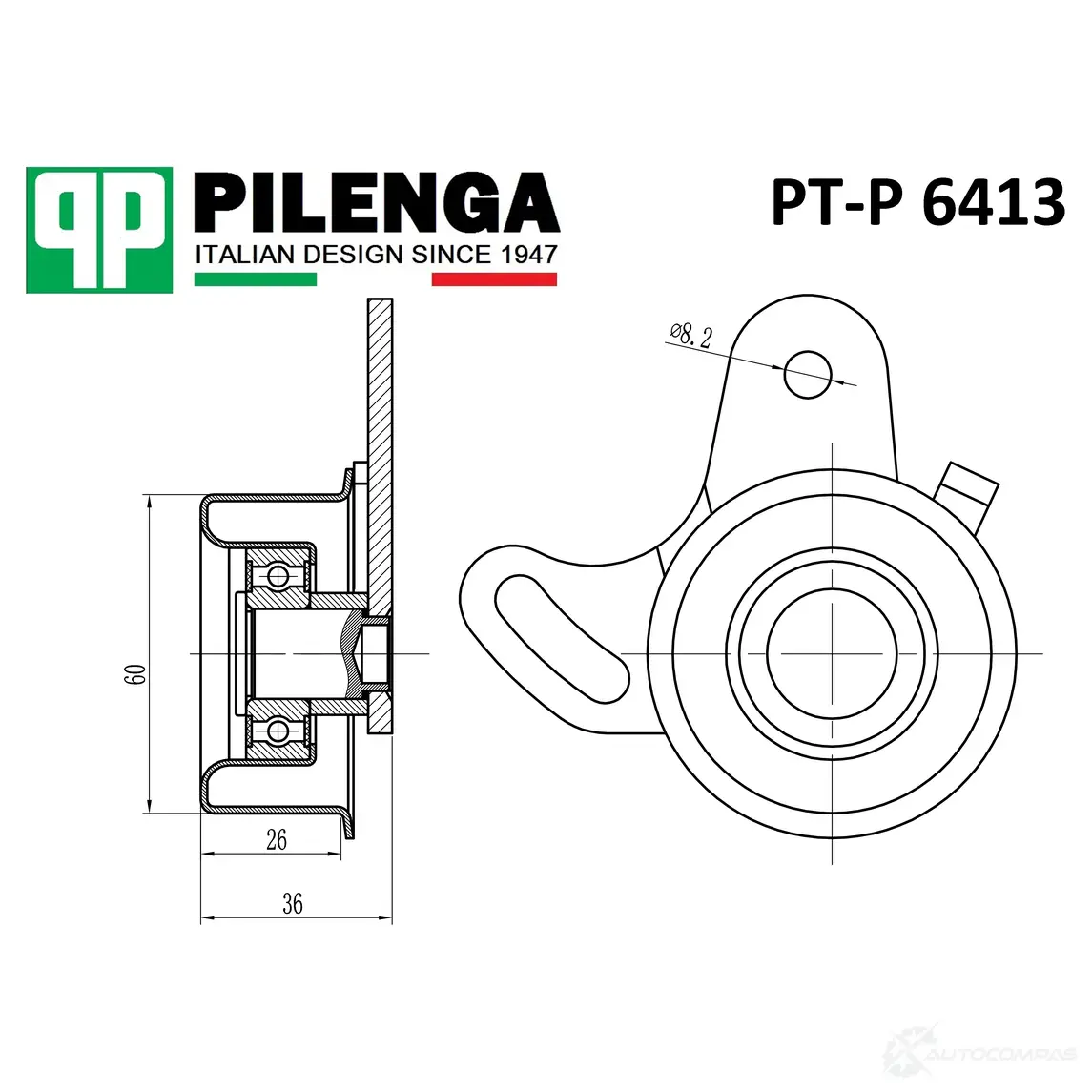 Ролик натяжителя ремня, с кронштейном PILENGA W8MU XAF 1440665837 PTP6413