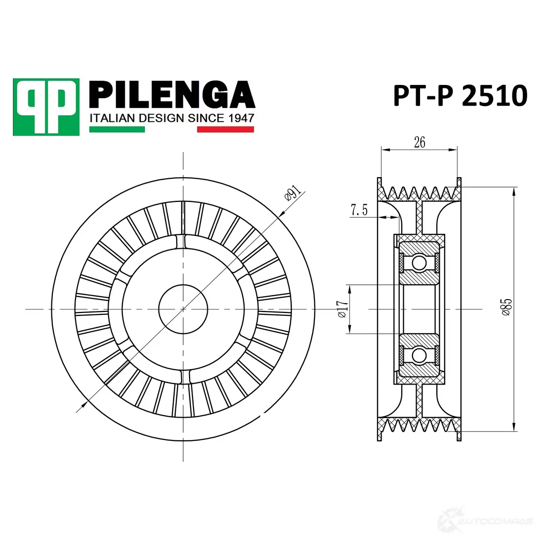 Ролик ремня обводной PILENGA PTP2510 1440665929 E3A021 J изображение 0