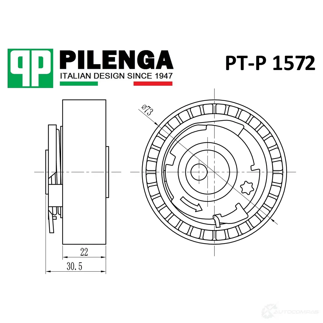 Ролик натяжителя ремня ГРМ, (8 кл.) PILENGA PTP1572 1440665971 BDOF ZIQ изображение 0