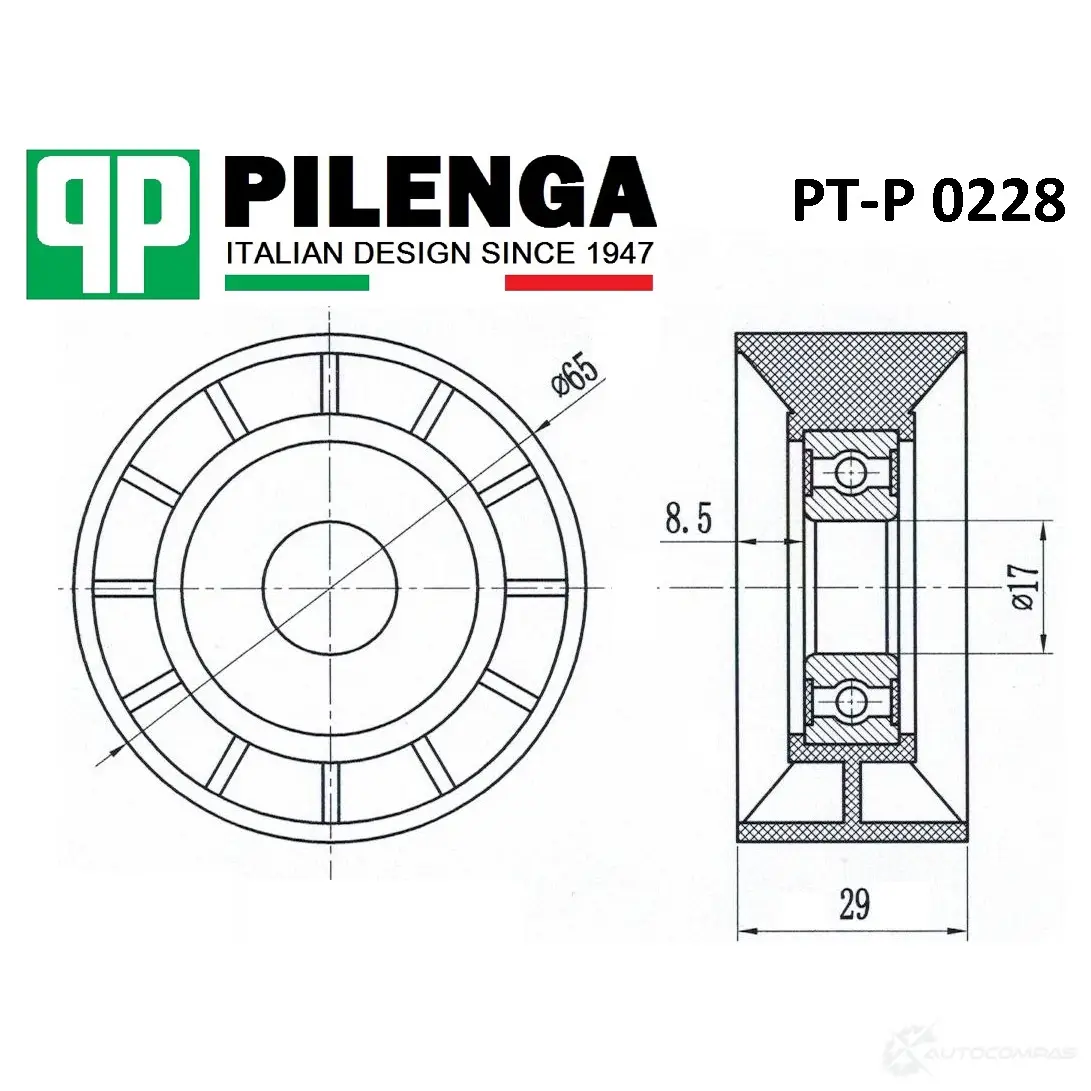 Ролик натяжителя ремня PILENGA 1440666002 PM FL3V PTP0228