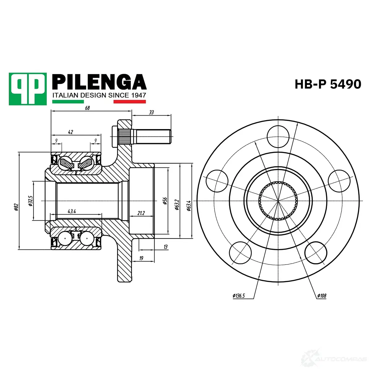 Ступица с подшипником в сборе передняя PILENGA 1440666108 HBP5490 AZN3 8 изображение 0