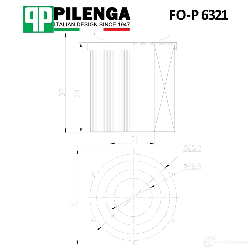 Фильтр масляный PILENGA 44I OY 1440666226 FOP6321