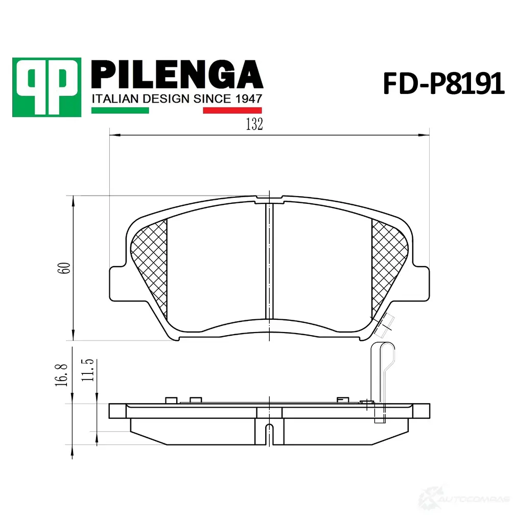 Колодки передние дисковые PILENGA 05B9O FD-P 8191 0HKX LA 1420939821
