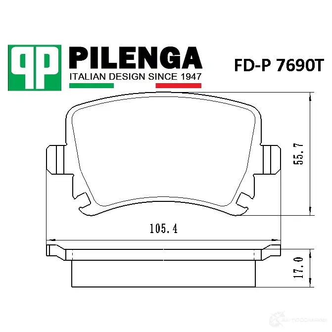 Колодки тормозные дисковые задние, усиленные (Аналог FD-P 3358) PILENGA 1440666258 FDP7690T K0U 9J