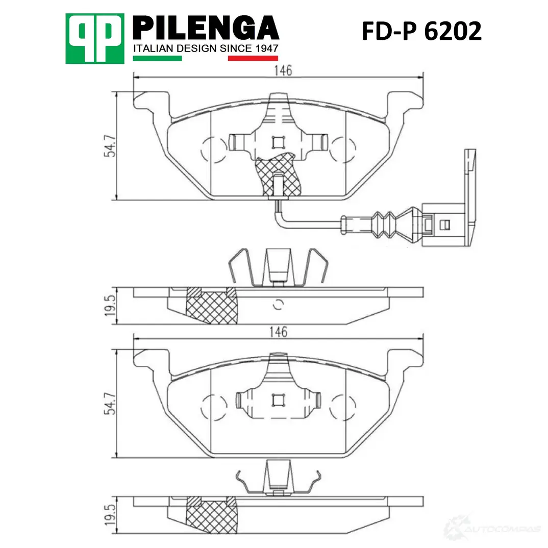 Колодки тормозные дисковые передние PILENGA FDP6202 U6Z 7O 1440666269