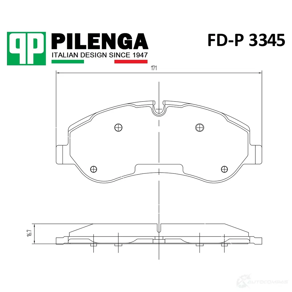 Колодки тормозные передние 171,8х68,8х17 PILENGA 1440666294 R3 X70B FDP3345 изображение 0