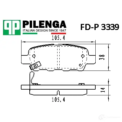 Колодки тормозные дисковые задние PILENGA 1 U1G8S 1440666302 FDP3339 изображение 0