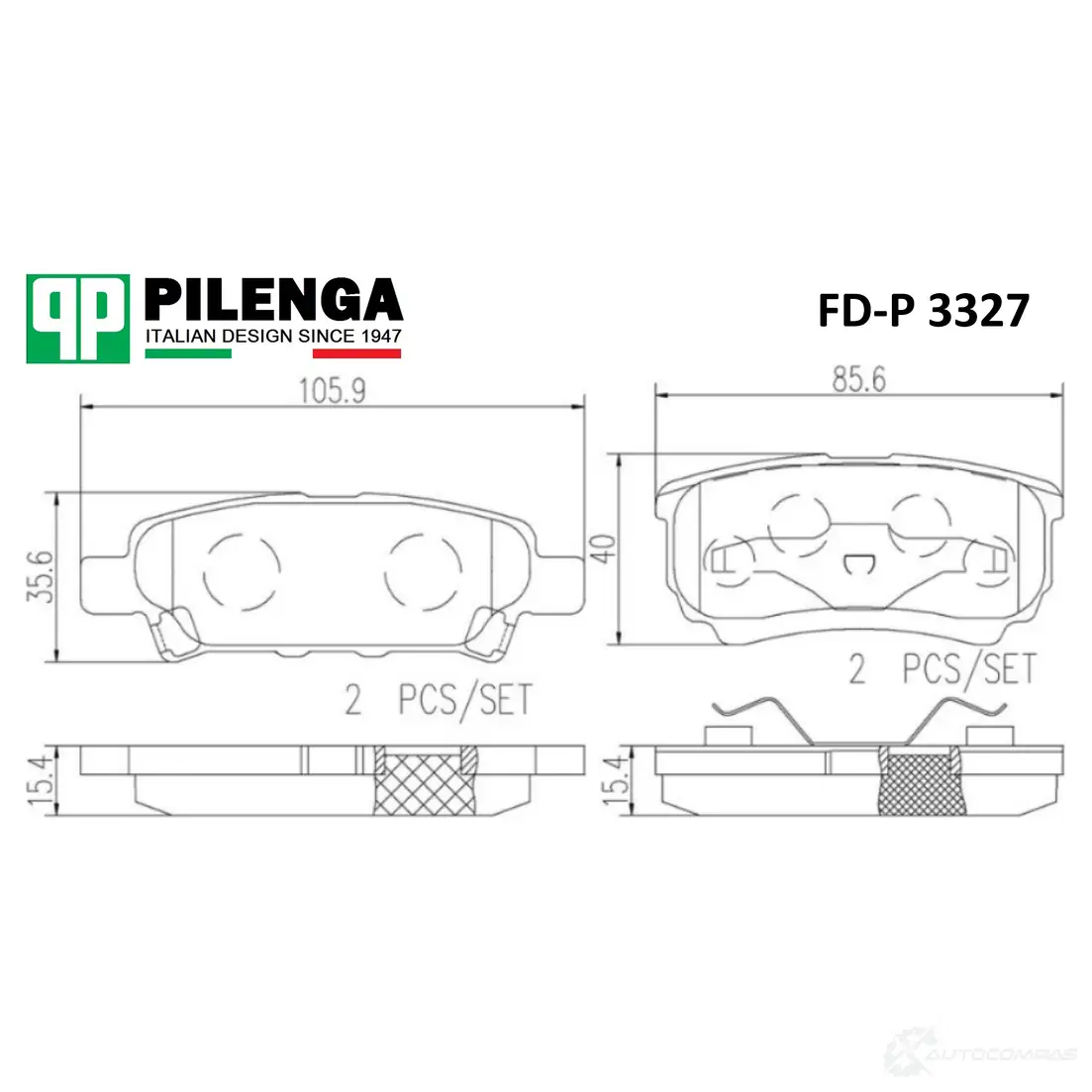 Колодки тормозные дисковые задние PILENGA MB 2XC 1440666325 FDP3327 изображение 0