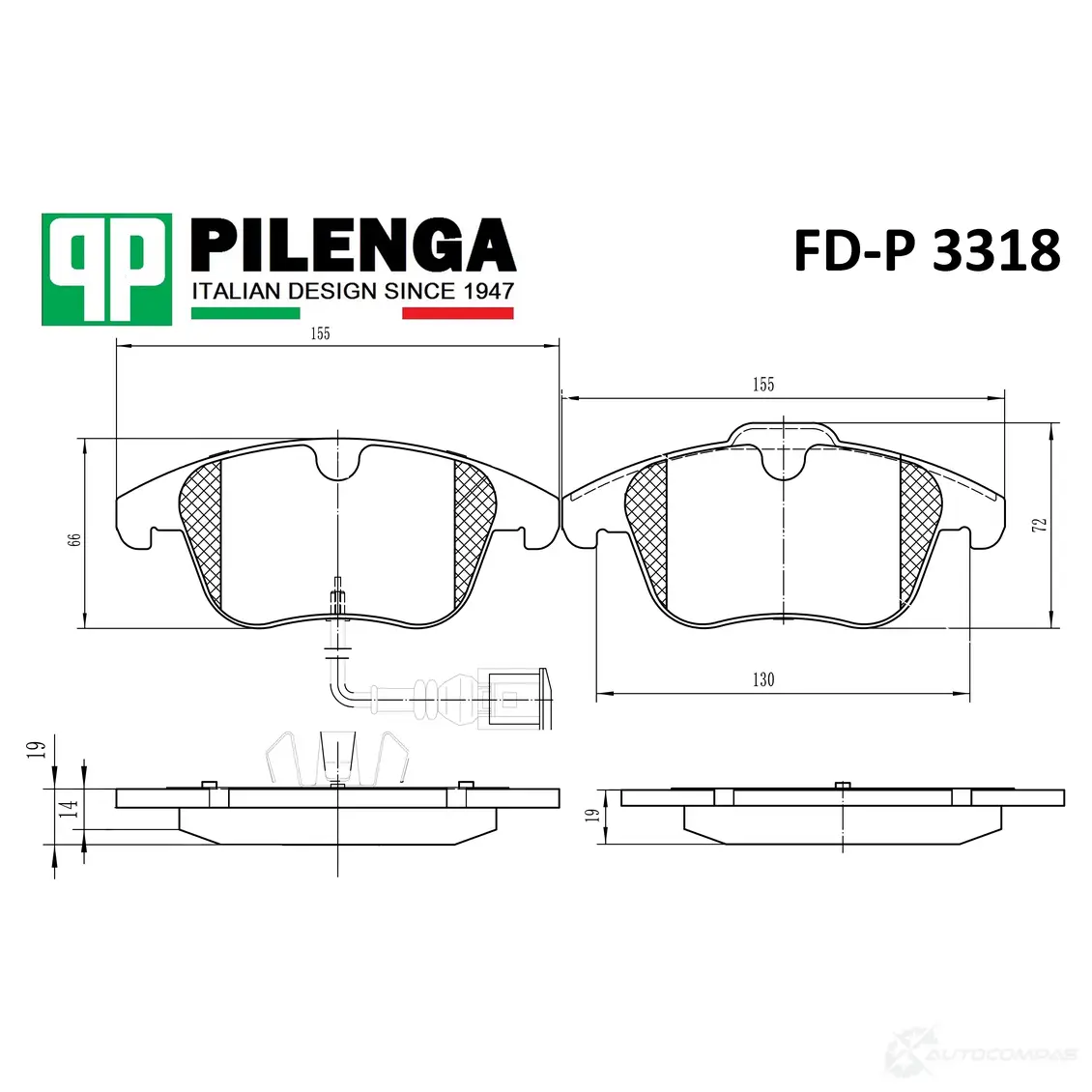 Колодки тормозные дисковые передние VW - Tiguan (5N1, 5N2) PILENGA 1440666331 FDP3318 X AA5VUL