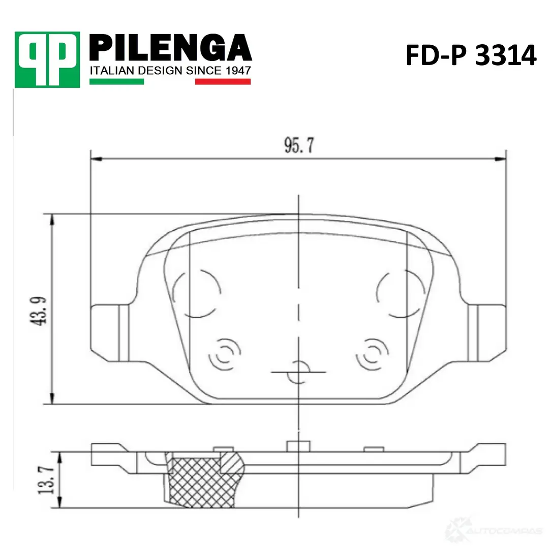 Колодки тормозные дисковые задние PILENGA 1440666345 FDP3314 VUK EX