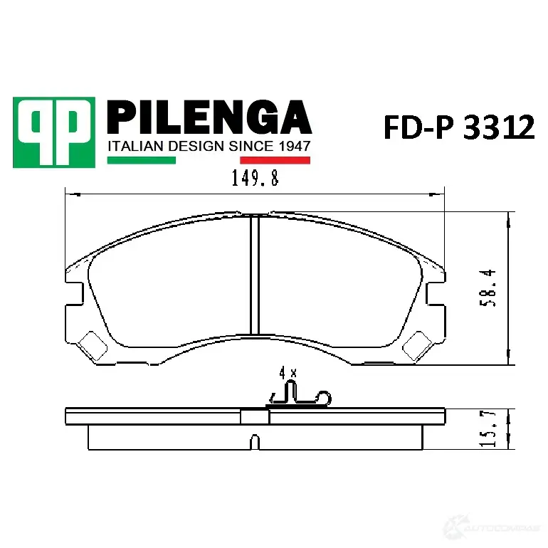 Колодки тормозные дисковые передние PILENGA D 3PPDH 1440666346 FDP3312 изображение 0