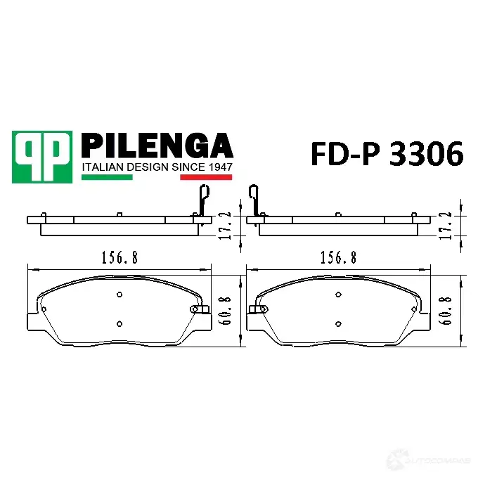Колодки тормозные дисковые передние PILENGA 1440666353 FDP3306 ECK 0R0 изображение 0