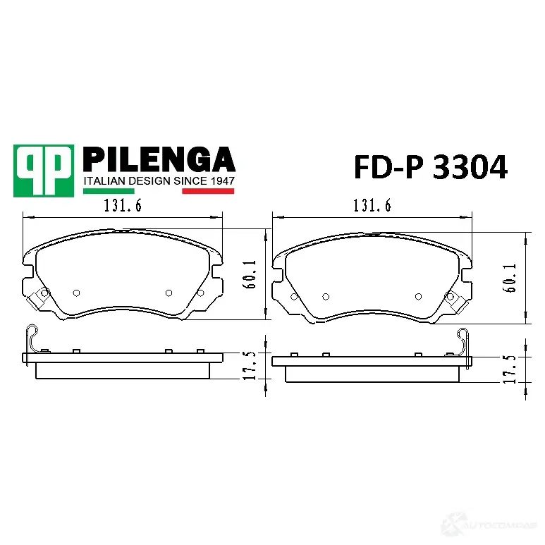 Колодки тормозные дисковые передние PILENGA G A4EYB FDP3304 1440666357 изображение 0