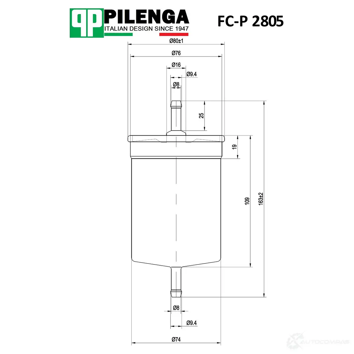 Фильтр топливный инжектор, штуцер (металл) PILENGA W 3E95 1440666415 FCP2805