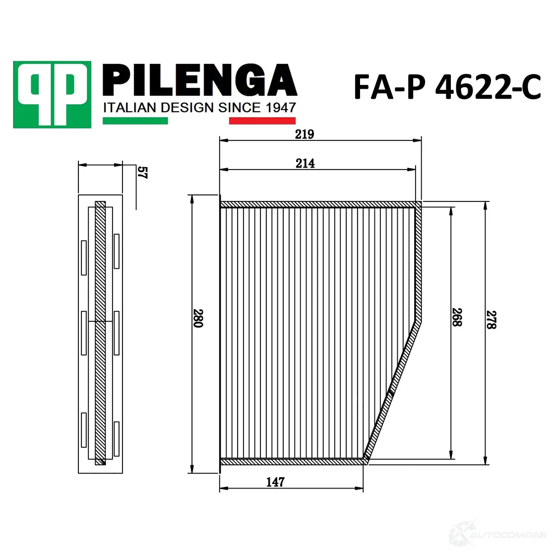 Фильтр салонный угольный PILENGA FAP4622C 1440666510 FGRA C