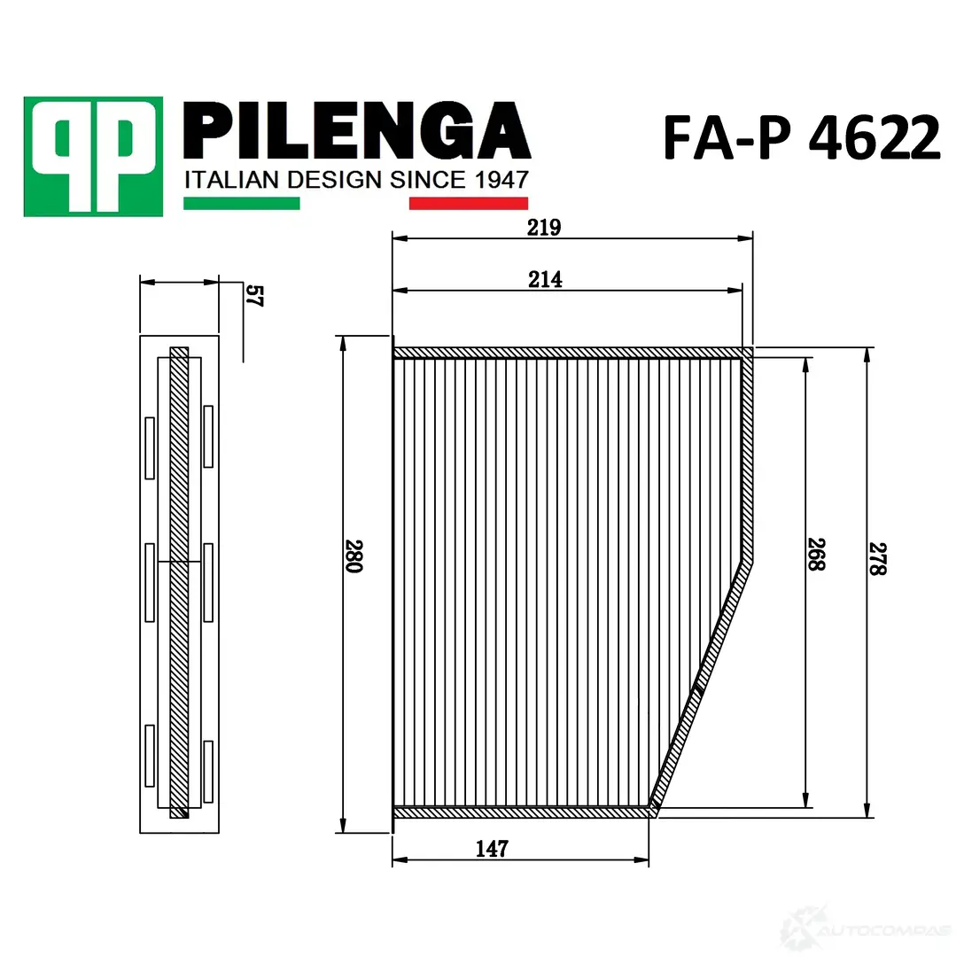 Фильтр салонный PILENGA 1440666512 10 O20 FAP4622