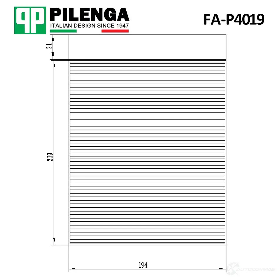 Фильтр салонный PILENGA 1440666569 FAP4019 X3J Y50
