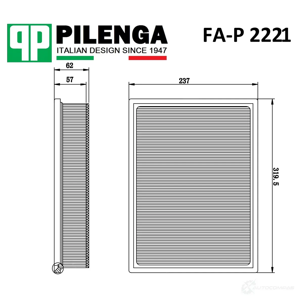 Фильтр воздушный PILENGA FAP2221 1440666721 P KIXHJ