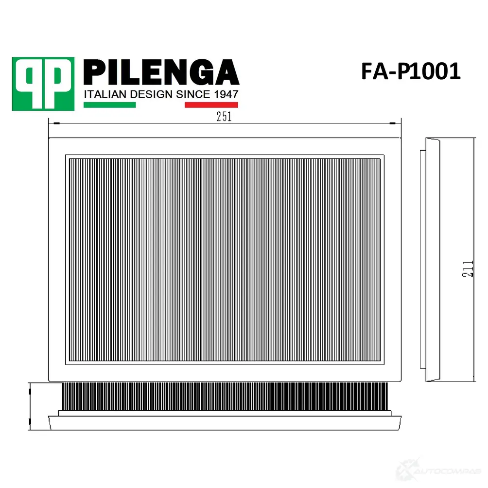 Фильтр воздушный PILENGA FAP1001 1440666755 LM 4BH изображение 0