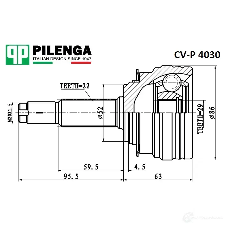 ШРУС передний внешний левый, правый PILENGA 6 WRTR 1440666845 CVP4030K