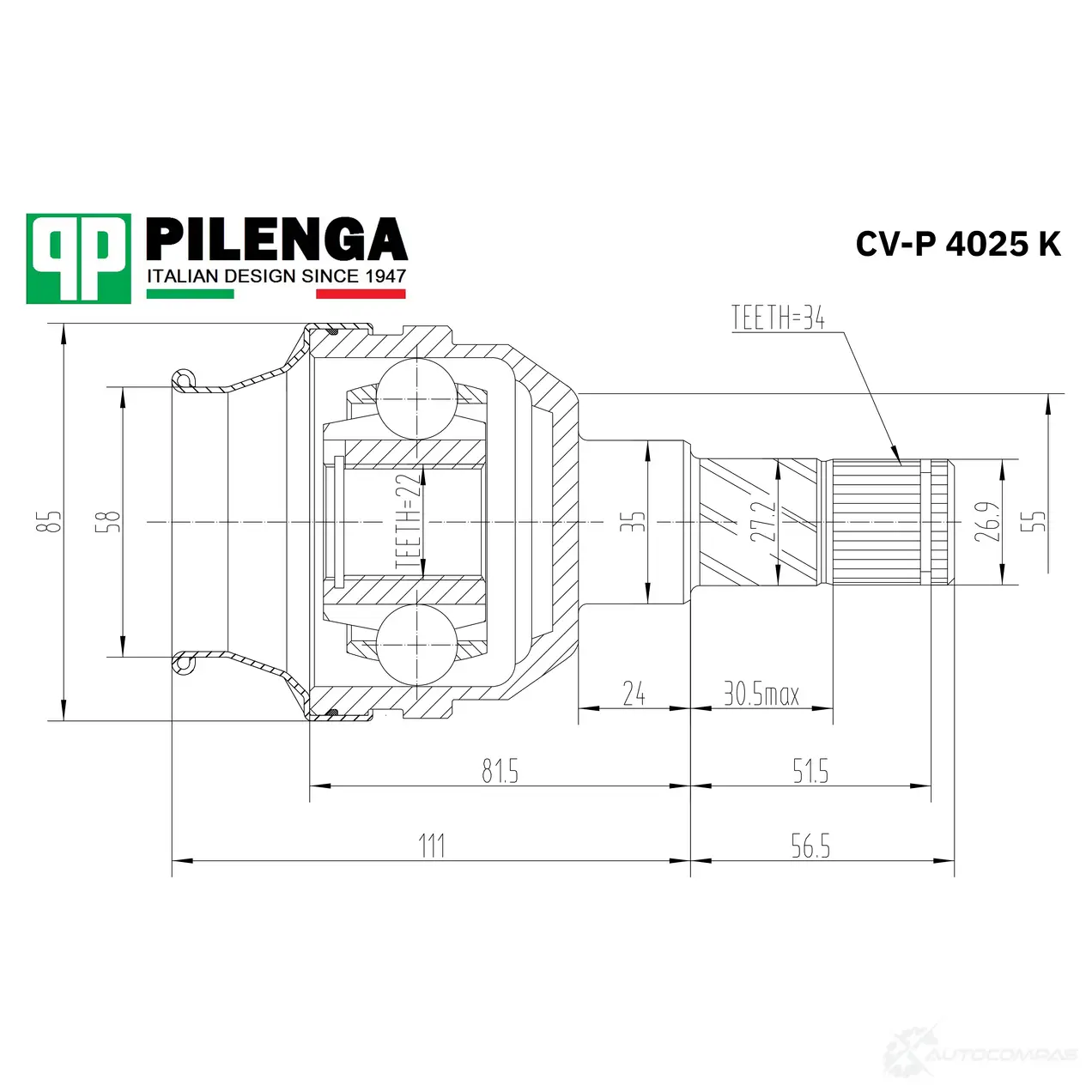 ШРУС передний внутренний левый, правый PILENGA YK2CK 1 CVP4025K 1440666849 изображение 0
