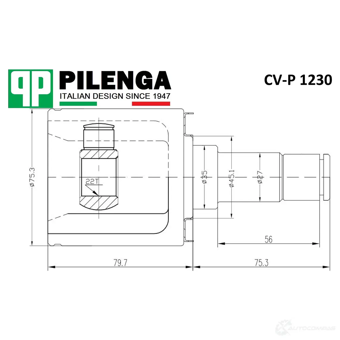ШРУС передний внутренний левый, правый PILENGA CVP1230 PEUC8 Y 1440666940 изображение 0