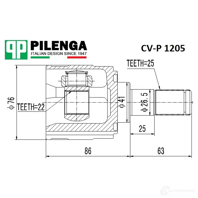ШРУС передний внутренний левый, правый PILENGA CVP1205 X HI9BT 1440666965 изображение 0