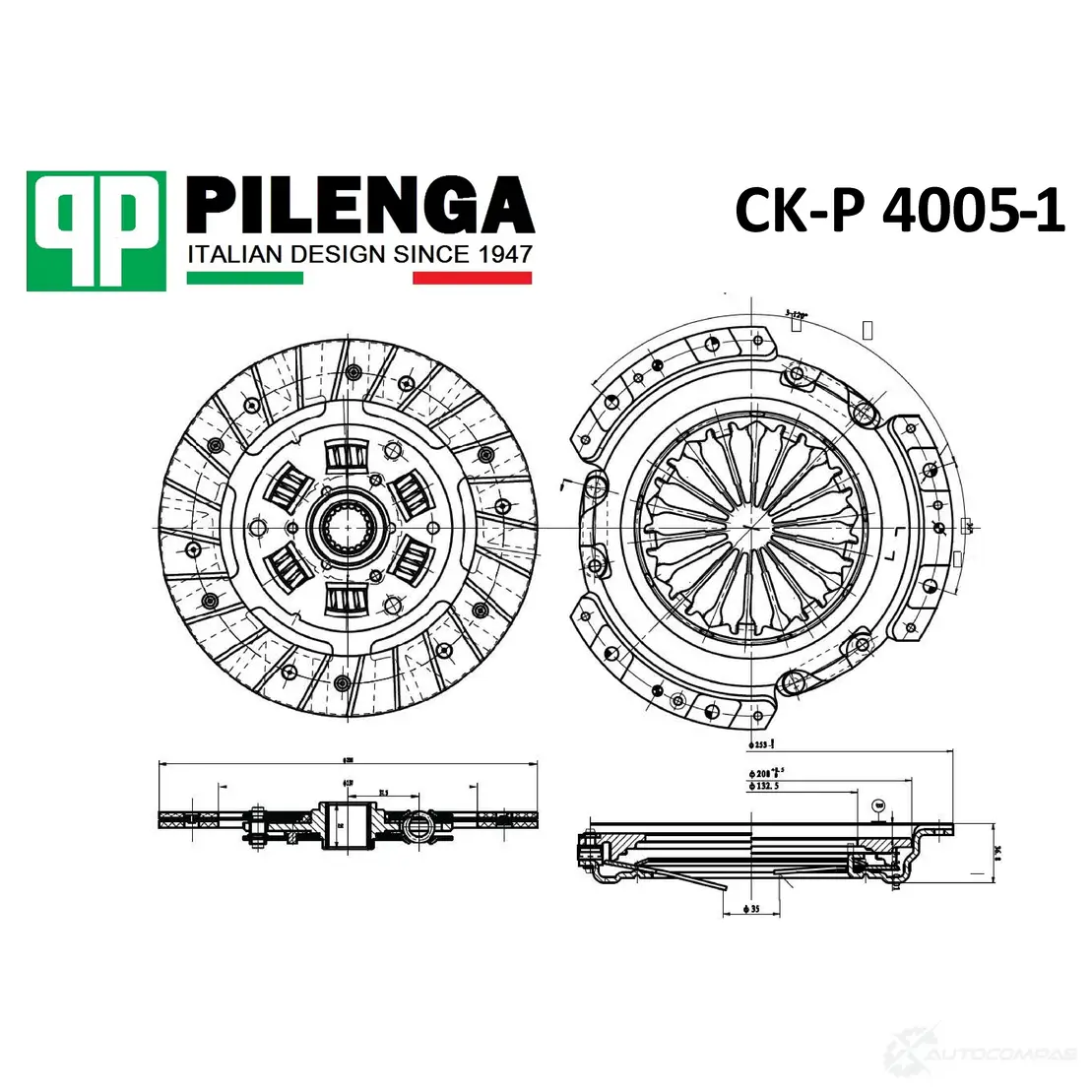 Сцепление в комплекте (2 в 1), (16-кл. мотор) без выжимного подшипника PILENGA CKP40051 1440667008 J6423 2 изображение 0