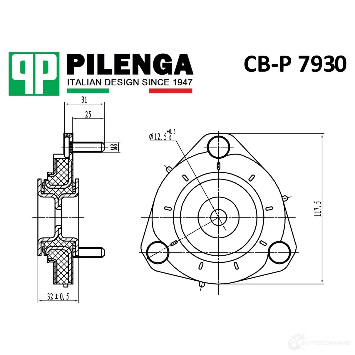 Верхняя опора стойки амортизатора PILENGA 7I KIJ8H CBP7930 1440667053