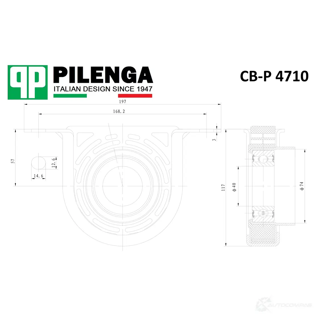 Промежуточная опора карданного вала 40мм PILENGA CBP4710 74NWK Q5 1440667076 изображение 0
