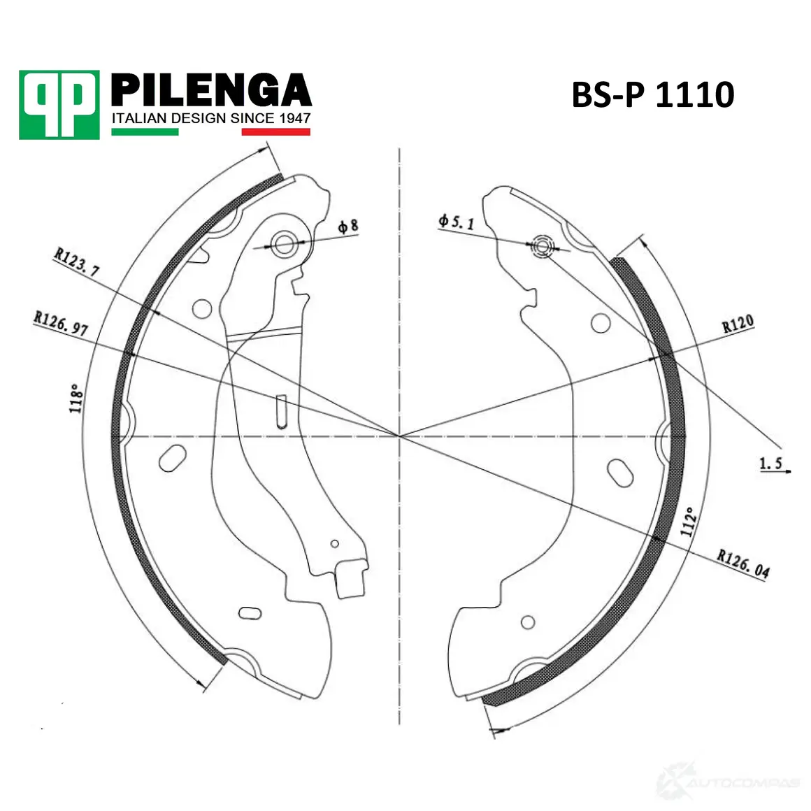 Колодки тормозные задние барабан PILENGA BSP1110 QOX O40 1440667142