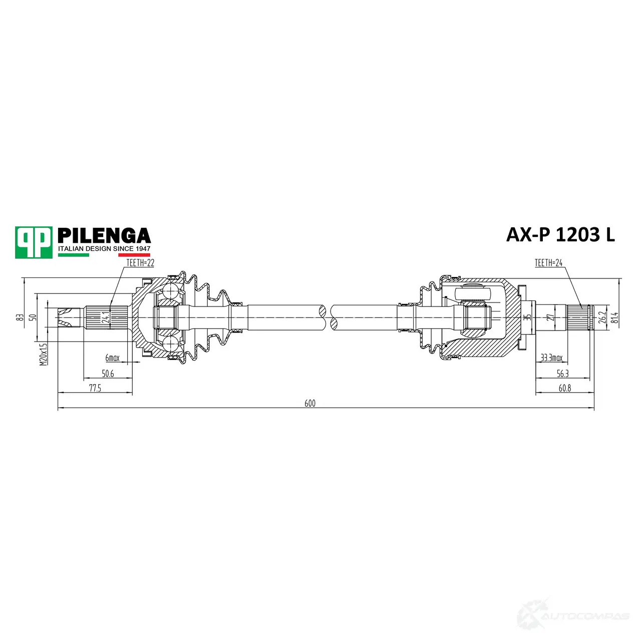 Привод в сборе левый PILENGA ZZ KZOT AXP1203L 1440667279