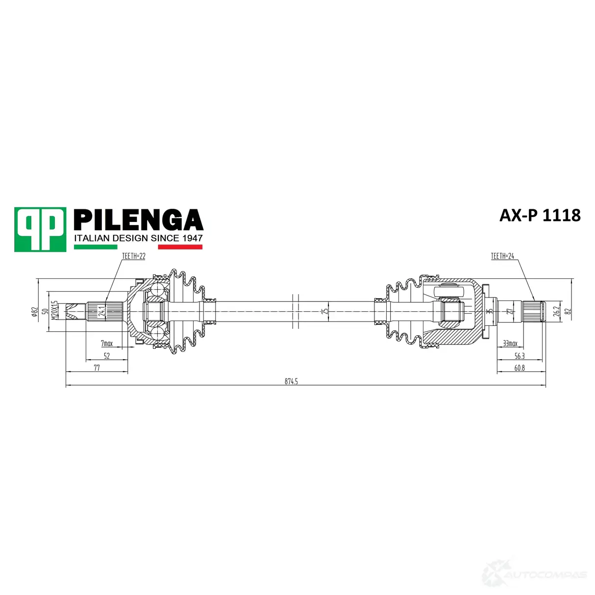 Привод в сборе правый без ABS PILENGA 1440667287 AXP1118 GOVLC TA изображение 0