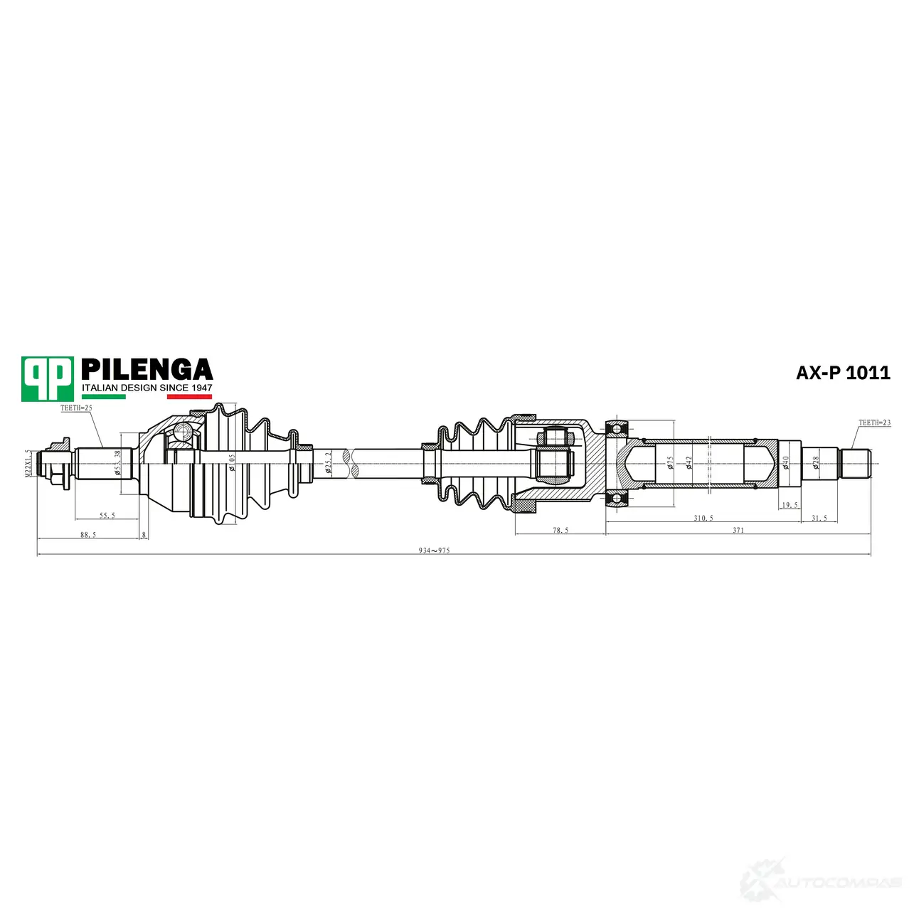 Привод в сборе правый МКПП PILENGA AXP1011 XH3EF C 1440667293 изображение 0