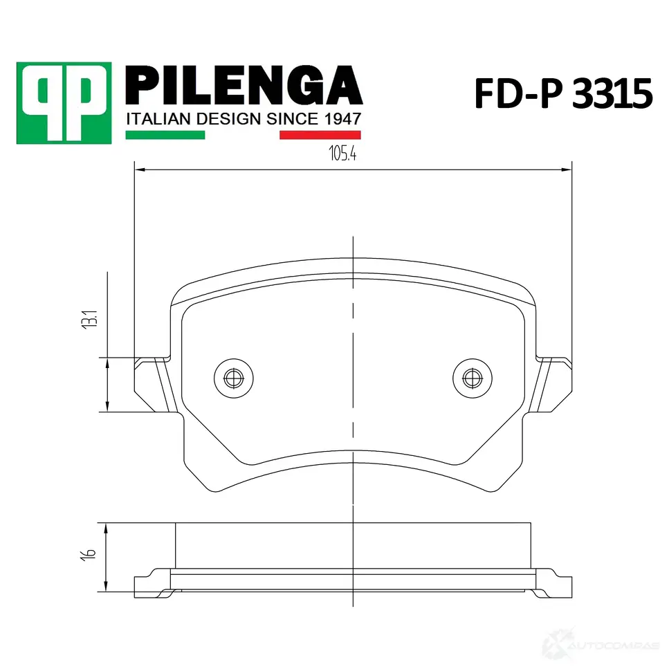 Колодки тормозные дисковые задние VW - Tiguan (5N1, 5N2) PILENGA FDP3315 M33CZL K 1440667316